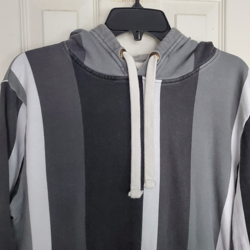 Knickerbocker Vintage Design Mens Striped Hoodie Grey‎ Black White Pullover M